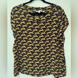 Boden cheetah silk blouse sz 14